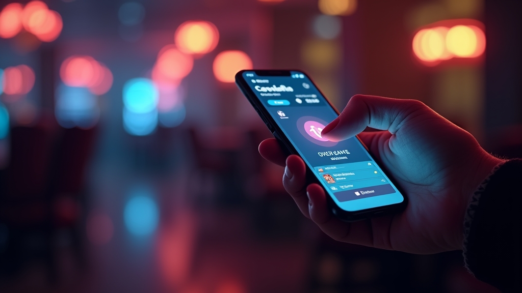 Celular mostrando a preparação para baixar o app em ambiente de cassino
