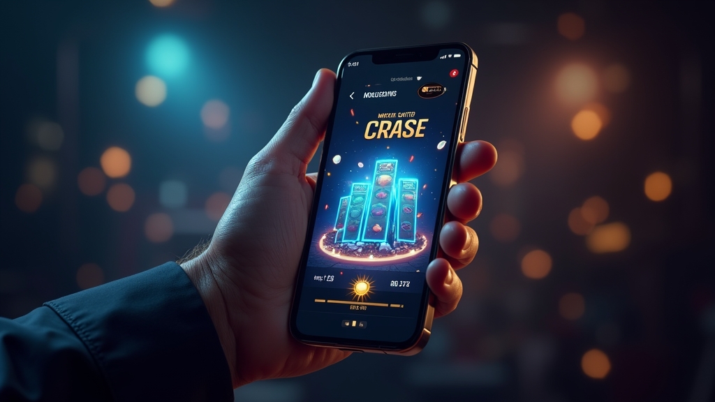 Celular exibindo o Jetx com multiplicador subindo em ambiente de cassino escuro