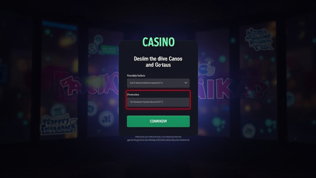 Tela de ativação de código promocional em um cassino com luzes dramáticas